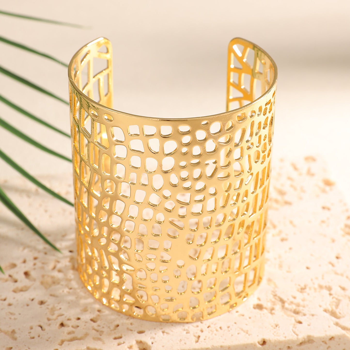 Ladies Open Bangle with Artistic Coral Pattern Tom Cottons