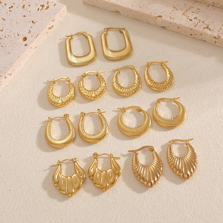 Women's Hanging Earrings with Integrated, Textured Design Tom Cottons