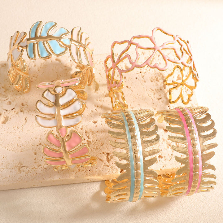 Women Open Bangle in Elegant Leaf Design Tom Cottons