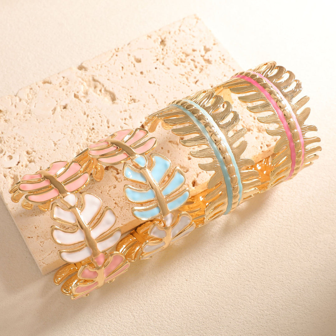 Women Open Bangle in Elegant Leaf Design Tom Cottons
