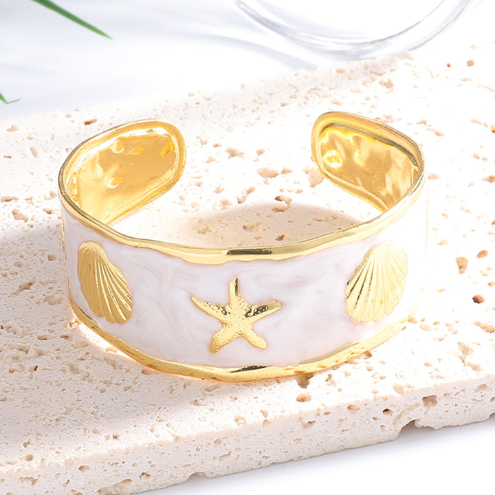 Women's Bangle with Maritime Shell and Starfish Design Tom Cottons