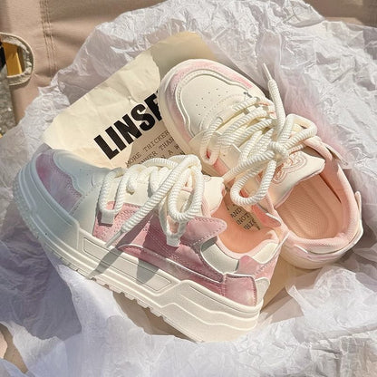 Women's fashionable sneakers with innovative platform design and breathable upper material hybrid structure