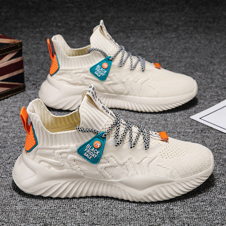 Women's sports shoes with elastic upper material, non-slip sole, and high comfort.
