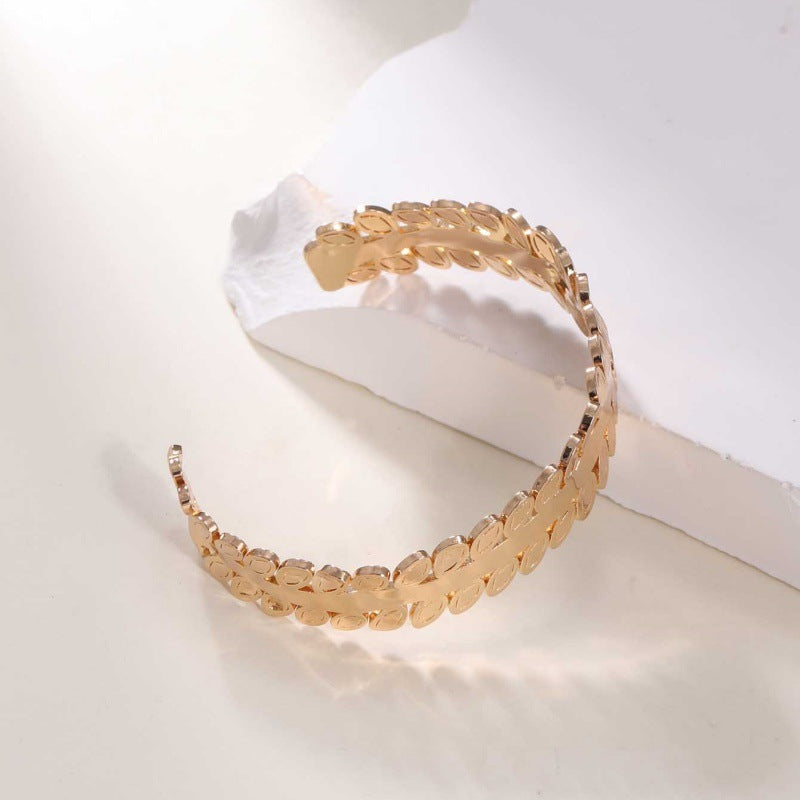 Women's Open Bangle in Modern Bamboo Design Tom Cottons