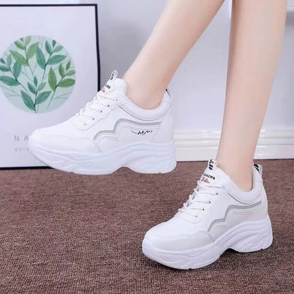Women's Sporty Sneakers with Fashionable Platform and Breathable Upper Material