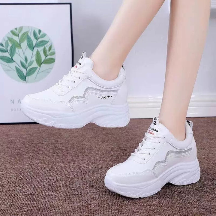 Women's Sporty Sneakers with Fashionable Platform and Breathable Upper Material