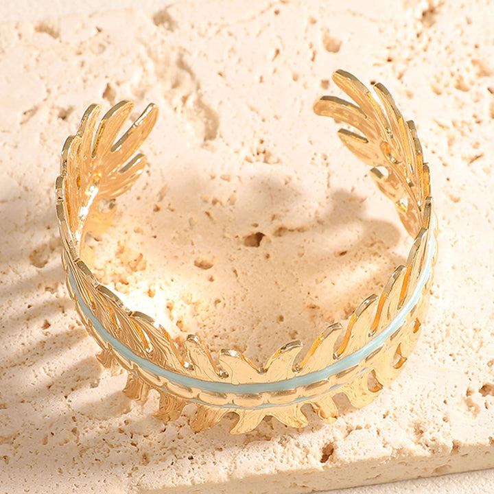 Women Open Bangle in Elegant Leaf Design Tom Cottons