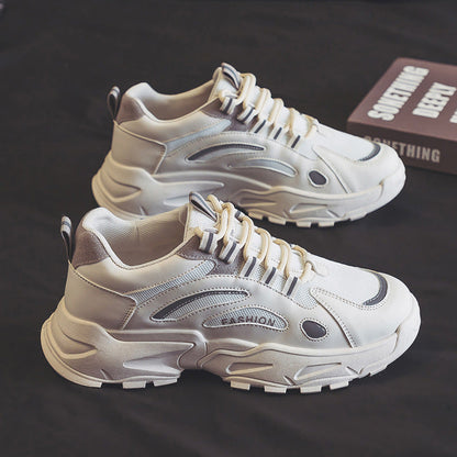 Women's sports shoes with breathable mesh inserts and distinctive sole construction