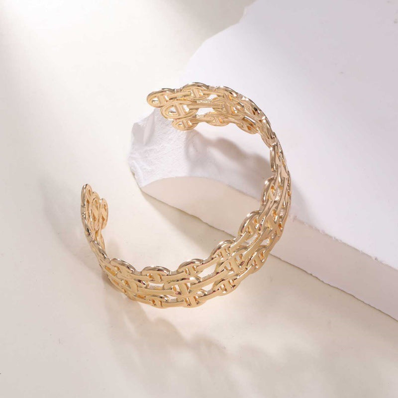 Women's Open Bangle in Modern Bamboo Design Tom Cottons