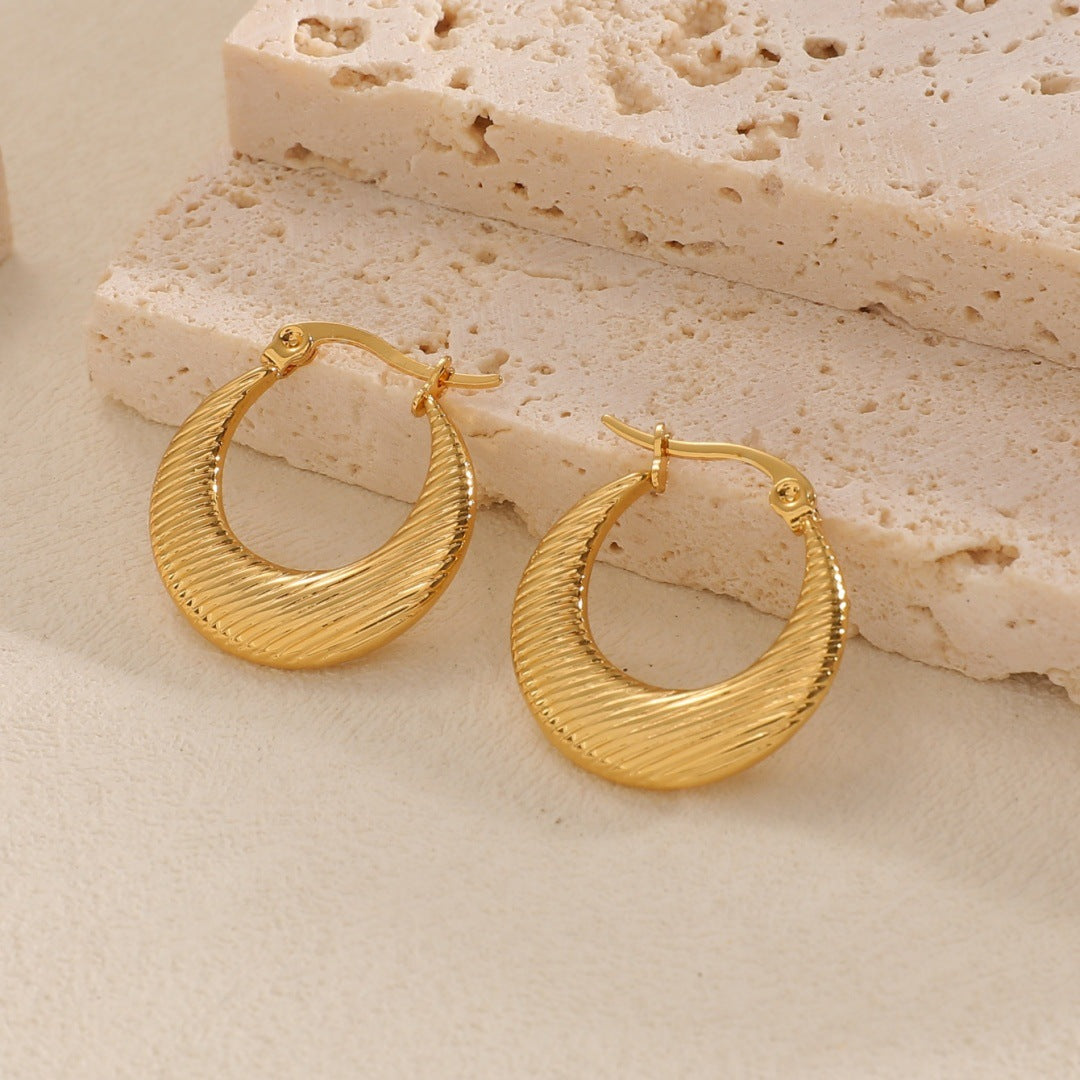 Women's Hanging Earrings with Integrated, Textured Design Tom Cottons
