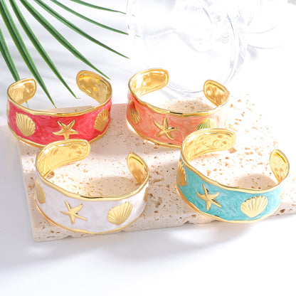 Women's Bangle with Maritime Shell and Starfish Design Tom Cottons