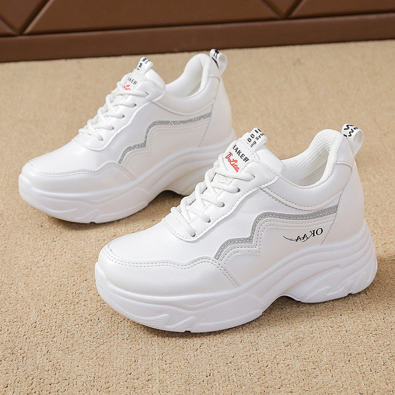 Women's Sporty Sneakers with Fashionable Platform and Breathable Upper Material