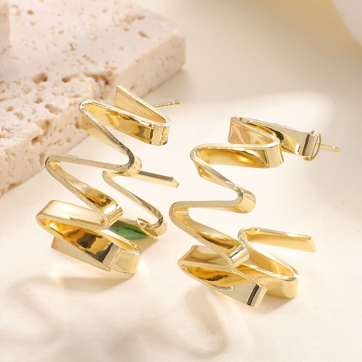 Women's Drop Earrings with Wavy Design Tom Cottons