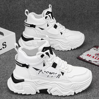 Stylish high-top sports sneakers for women with a trendy cap toe and non-slip sole