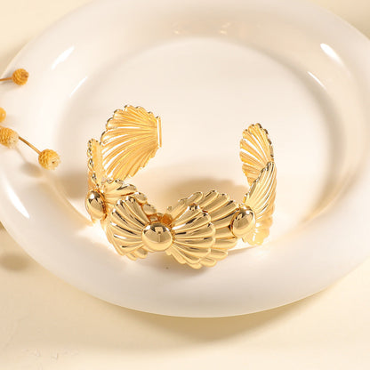 Ladies Open Bangle with Artistic Coral Pattern Tom Cottons