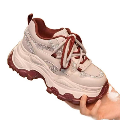 Women's sporty sneakers with eye-catching cushioning and glittering accents