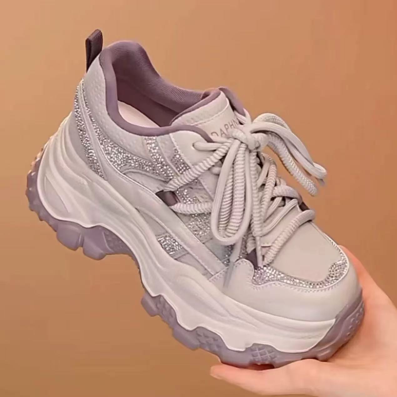 Women Trendy Chunky Sneakers with double cushioning and breathable mesh upper