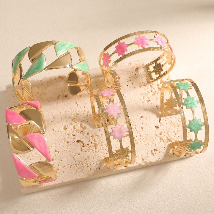 Women's Open Bangle with Elegant Leaf Design Tom Cottons