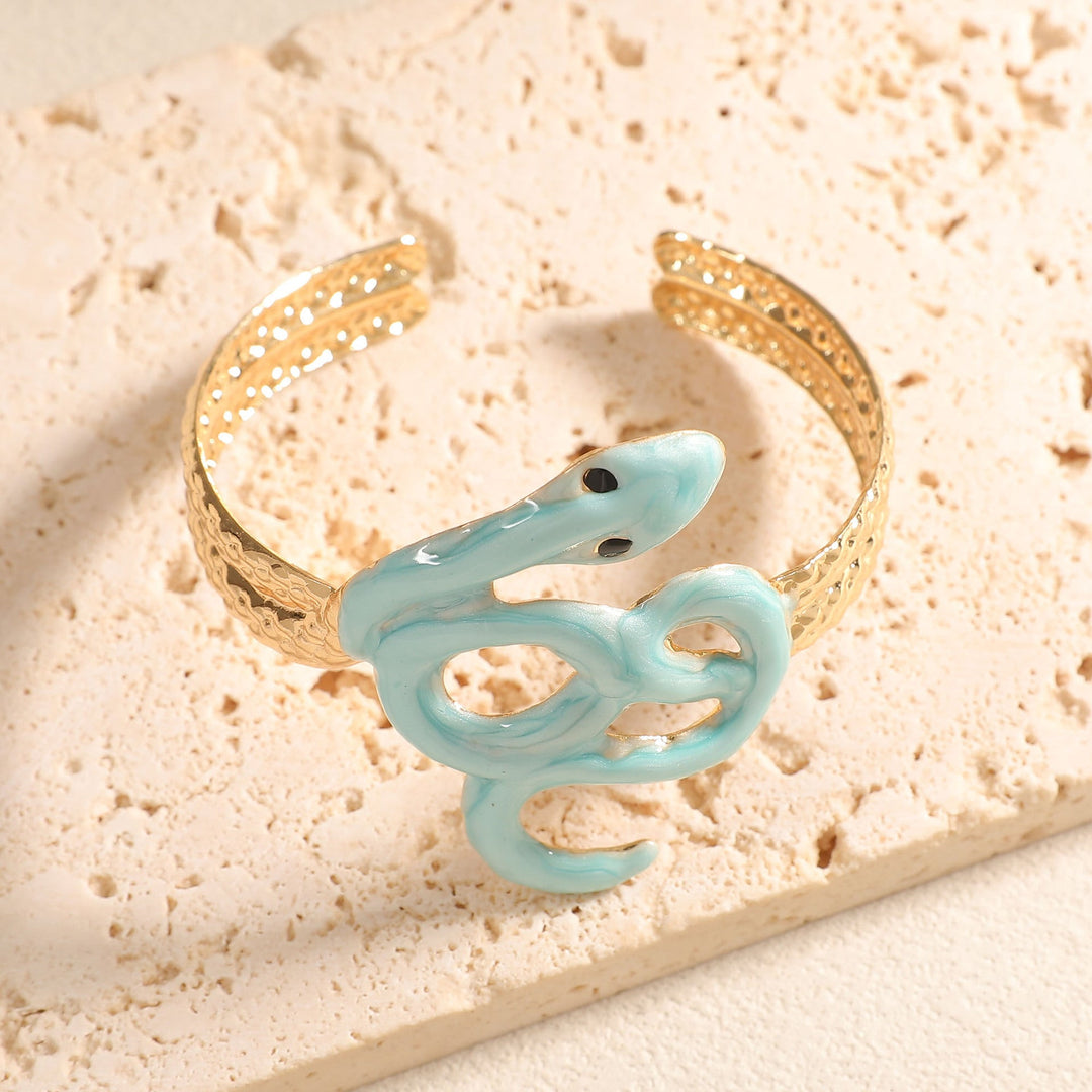 Women Open Cuff Bracelet with Artistic Snake Design Tom Cottons