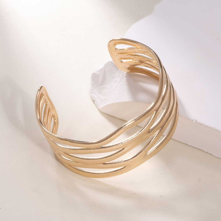 Women's Open Bangle with Elegant Wave Design Tom Cottons