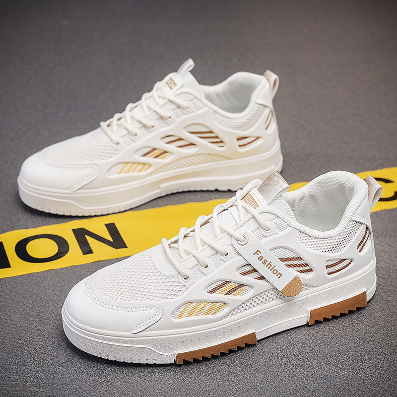 Fashion sneakers for ladies with breathable mesh inserts and flexible insole