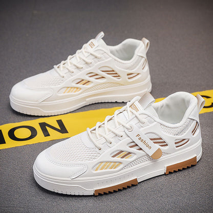 Fashion sneakers for ladies with breathable mesh inserts and flexible insole