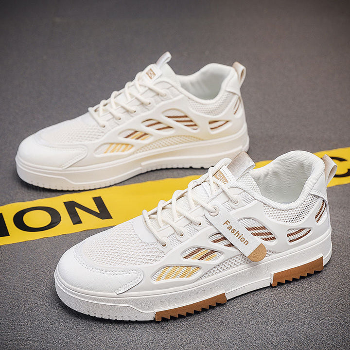 Fashion sneakers for ladies with breathable mesh inserts and flexible insole