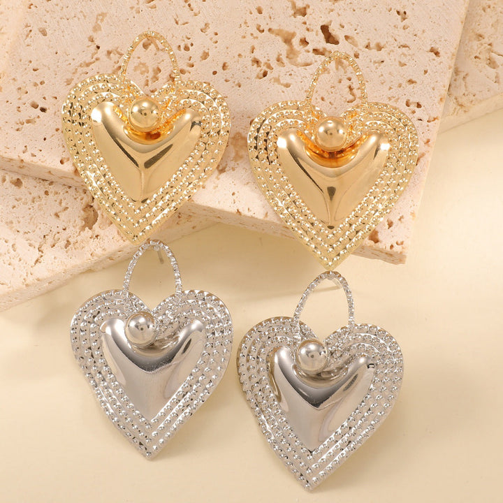 Ladies Heart-Shaped Earrings with Sparkling Zircon Decorations Tom Cottons