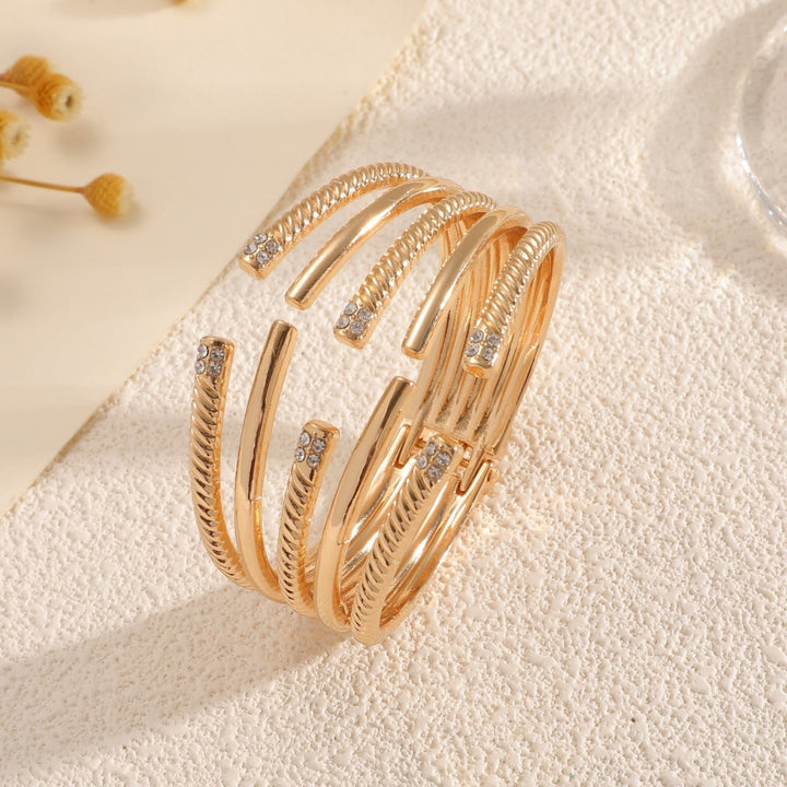 Women's Open Bangle with Modern, Layered Design Tom Cottons