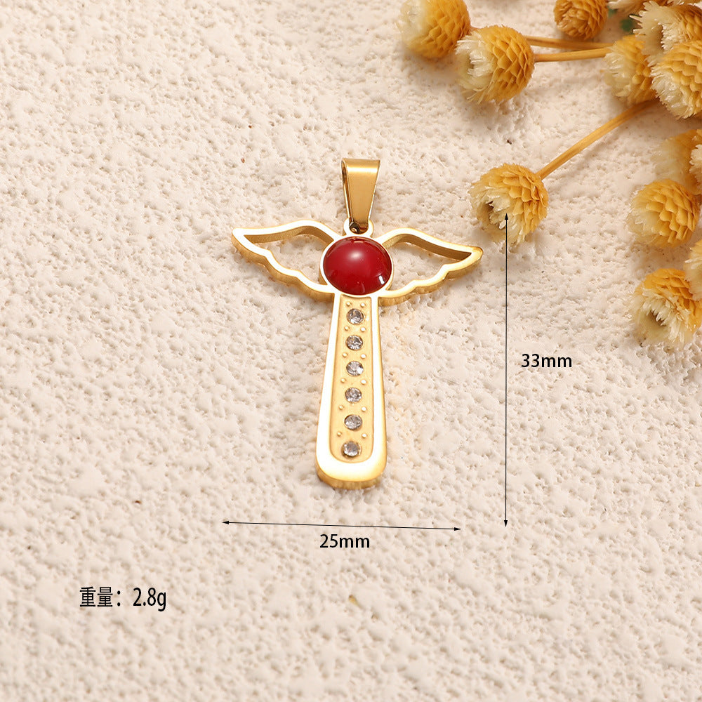 Ladies cross pendant with heart-shaped design and sparkling accents Tom Cottons