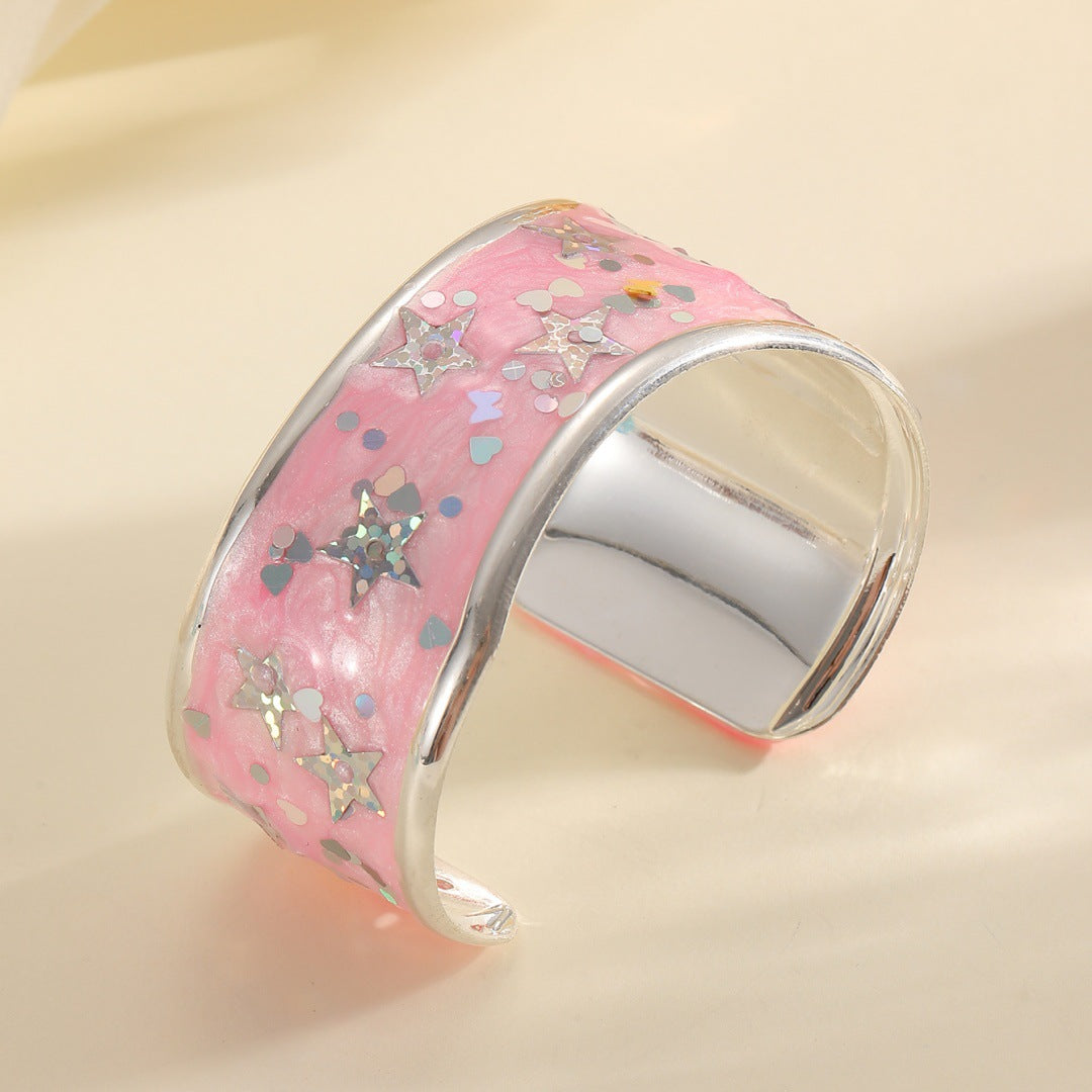 Women Open Bangle with Sparkling Star Motif Tom Cottons