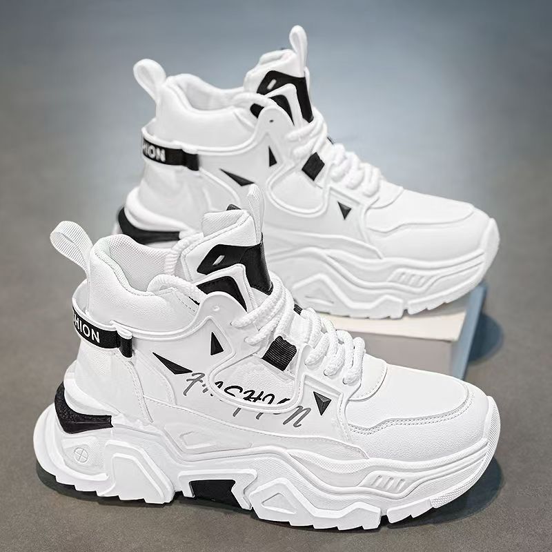 Stylish high-top sports sneakers for women with a trendy cap toe and non-slip sole
