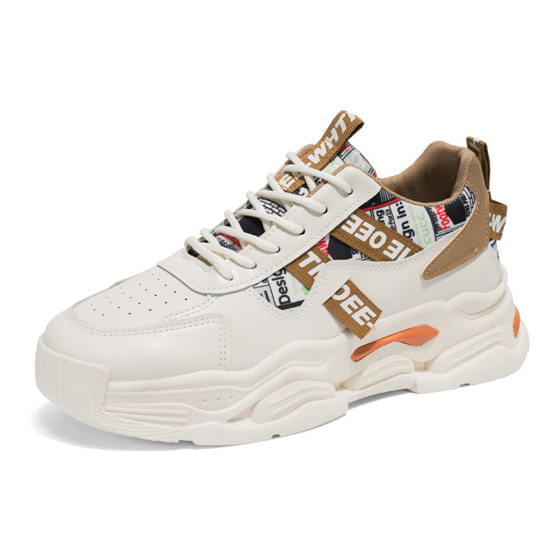 Chunky sports sneakers for women with colorful design and breathable inserts