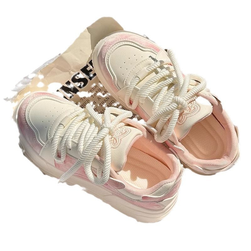 Women's fashionable sneakers with innovative platform design and breathable upper material hybrid structure