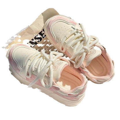 Women's fashionable sneakers with innovative platform design and breathable upper material hybrid structure
