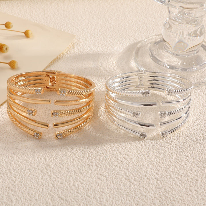 Women's Open Bangle with Modern, Layered Design Tom Cottons